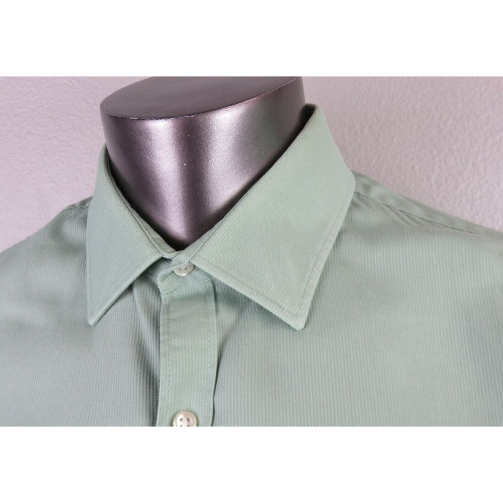 Vintage Van Heusen‎ Long Sleeve Button Front Shirt Size 18 34/35 Pin Cord Green - Picture 6 of 8
